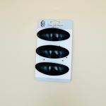 Glossy Black Oval Snap Hair Clips Set