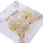 مجموعة مشابك شعر مستطيلة مرصعة بالأحجار الكريمة الاصطناعية