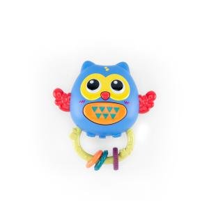 لعبة شخشيخة للأطفال على شكل بومة مع حلقات للتسنين