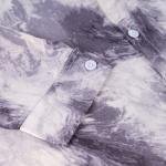 Storm Marble Satin Shirt – Abstract Grey Swirl Print with Gloss Finish & Classic Spread Collar