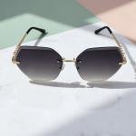 نظارة شمسية فاخرة بلا إطار بتصميم هندسي متدرج