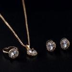 Artificial Halo Crystal Jewelry Set Elegant Round Cut Zirconia with Pave Accents