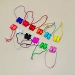Color Pop Cube Hair Ties Elastic Bright Square Beads