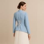 Women's Structured Top – Asymmetric Hem and Corset Back Detail