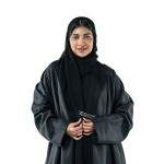 Noir Embellished Abaya with an ornamental brooch look with Scarf