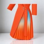 Women's Wrap Dress with Gradient Pleated Skirt