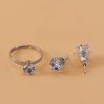 Artificial Heart and Crystal Round-Cut Necklace with Matching Earrings and Ring