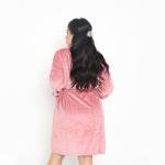 Women's Ultra-Soft Fleece Bathrobe – Textured Plush Robe with Belt & Pockets