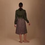 فستان مانتوس ميدي متوسط ​​الطول للسيدات مع تنورة مطوية مطبوعة