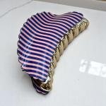 Stripe Shell Hair Claw with Gold Teeth Grip