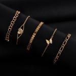 مجموعة أساور الفراشة مع السلسلة الكلاسيكية - 5 قطع