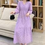 Breeze Eyelet Embroidered Tiered Boho Maxi Dress