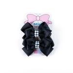 Girl's Elegant Pearl Embellished Bow Hair Clip