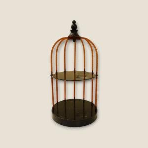 حامل ديكور بطراز القفص العتيق ذو طابقين