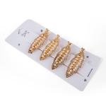 Leaf Design Pearl Rhinestone Hair Clip Set