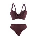 Striped Padded Bra and Panty Set with Underwire, Bow, Elegance.