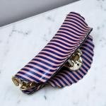 Stripe Shell Hair Claw with Gold Teeth Grip