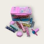 مجموعة عجينة اللعب في صندوق صغير وردي على شكل ثلاجة 18 لونا مع قوالب وأدوات ممتعة