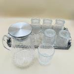 Glass Water Jug Set with 6 Glasses and Serving Tray