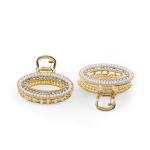 مجموعة مشابك شعر بيضاوية مزينة باللؤلؤ وأحجار الراين