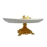 Elegant Butterfly Decor Ceramic Fruit Tray with Golden Stand