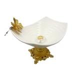 Decorative Ceramic Fruit Bowl with Golden Butterfly Stand