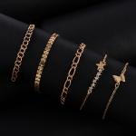 Artificial Golden Glow Butterfly & Star Bracelet Set 5pcs