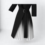 Women's Wrap Dress with Ombre Pleated Skirt