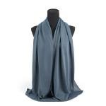 Chiffon and Cotton Scarf with Fine Stitch Edges - Light Grey