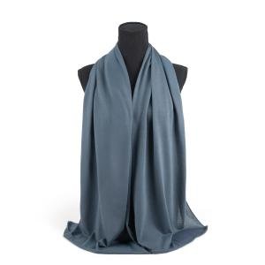 شيلة شيفون وقطن بحواف مطرزة بدقة – رمادي فاتح