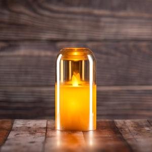 شمعة ذهبية LED بدون لهب – شكل أسطواني