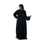 luxurious satin-finish Double Layered abaya with Batwing Sleeves