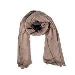 Cotton and Chiffon Scarf with Fine Stitch Edges - Brown