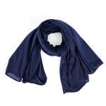 Cotton and Chiffon Scarf with Fine Stitch Edges - Deep Navy Blue