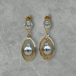 أقراط كريستال متدلية مطلية بالذهب بتصميم كرة معدنية أنيقة