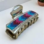 Women’s Glam Mosaic Hair Claw – Beaded Crystal Accent Grip Clip