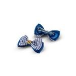 Girl's Gingham-Patterned Rhinestone Embellishments Bow Hair Clip