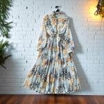 Bloom Grace Floral Pleated A-Line Maxi Dress