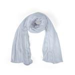 Chiffon and Cotton Scarf with Fine Stitch Edges - Off White