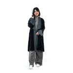 Contrast Panel Open Abaya with Wide Lapel & Cuffed Sleeves