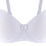 Ribbed Padded Bra with Underwire, Adjustable Straps, Satin Bow.