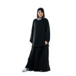 luxurious satin-finish Double Layered abaya with Batwing Sleeves