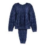 طقم بيجامة شتوية فروي بنقشة متعرجة
