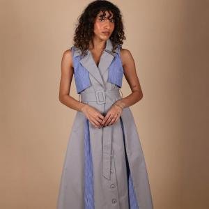 فستان نسائي من جيلايتس بدون أكمام بحزام مع لوحات مخططة