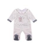 Baby DreamCloud Footed Romper with Bear & Cloud Embroidery