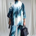 سيت من قطعتين – بلوزة oversized وسراويل واسعة بتصميم طبعة فرشاة فنية