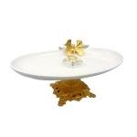 Elegant Butterfly Decor Ceramic Fruit Tray with Golden Stand