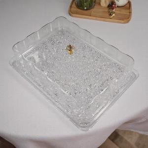 طبق التقديم المستطيل المصنوع من الأكريليك الشفاف