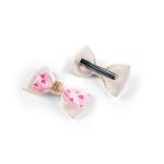 Girl's Heart Print Bow Hair Clip wit Rhinestones