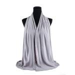 Cotton and Chiffon Scarf with Fine Stitch Edges - LIght Grey